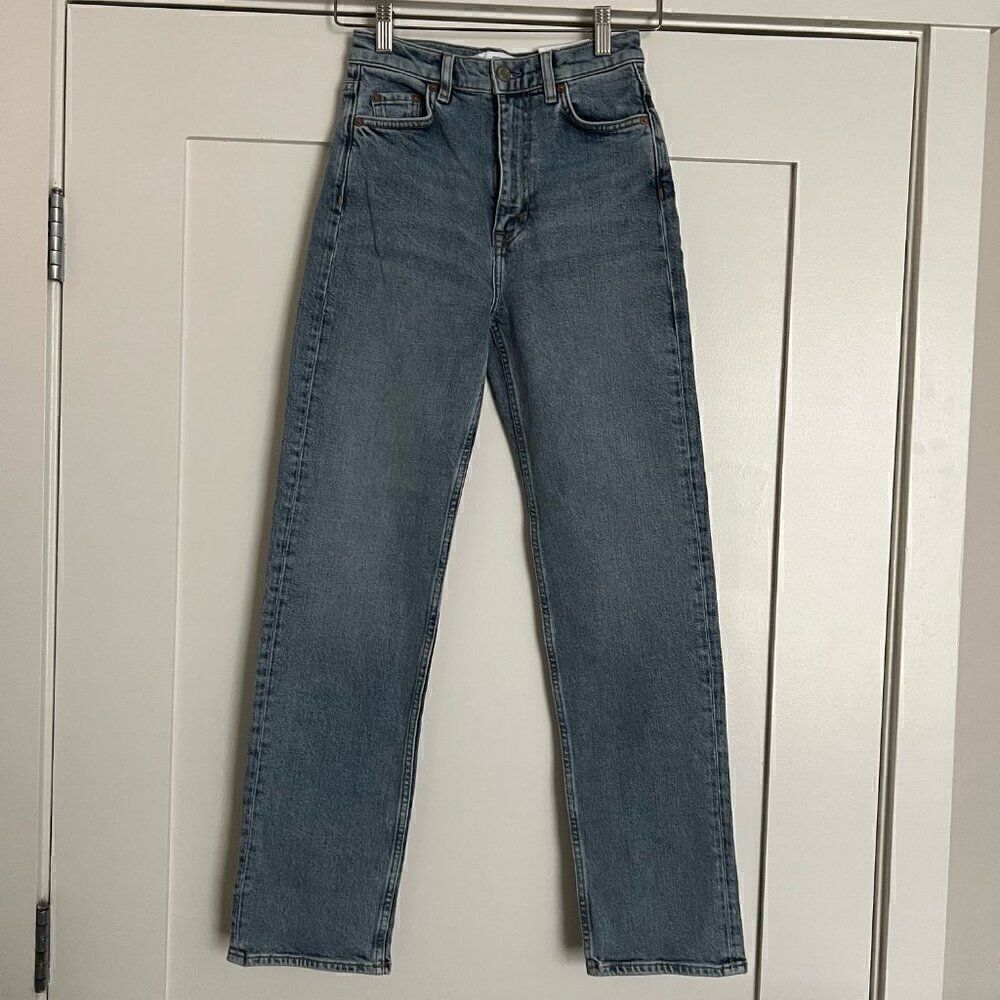 NWT & Other Stories Blue Denim Jeans Women's Slim Leg High Waist Bottoms Size 24